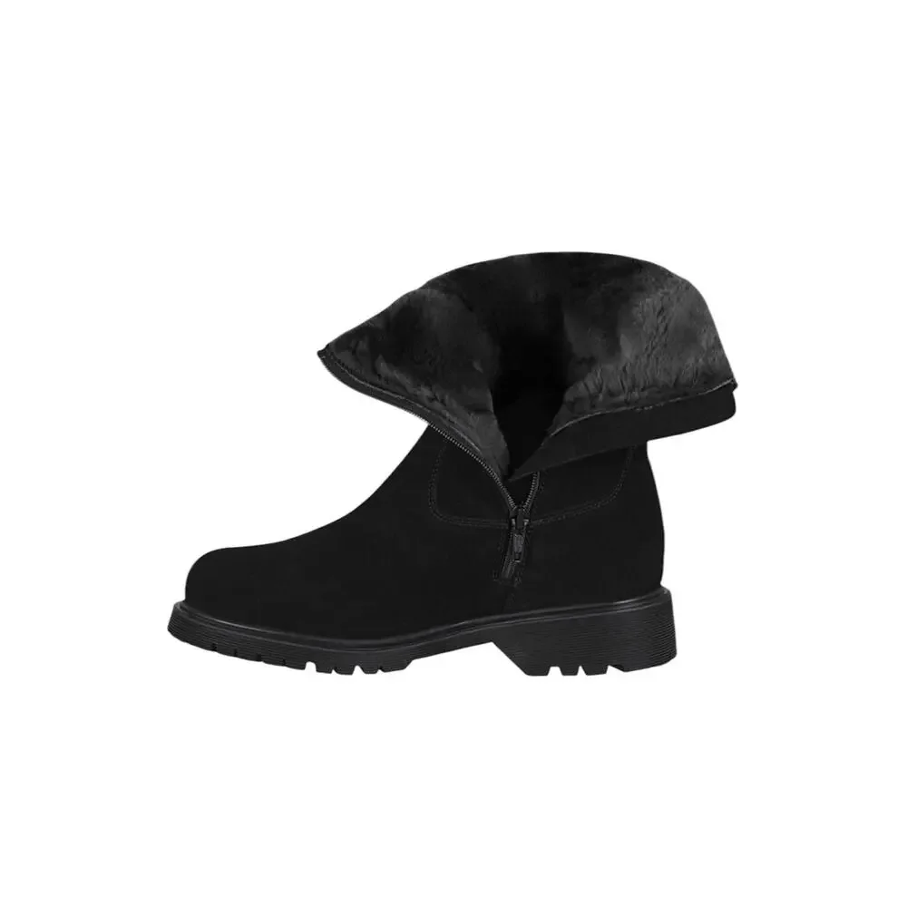 <<La Canadienne Hogan City Dry Waterproof Shearling Lined Black Suede Boot 9.5